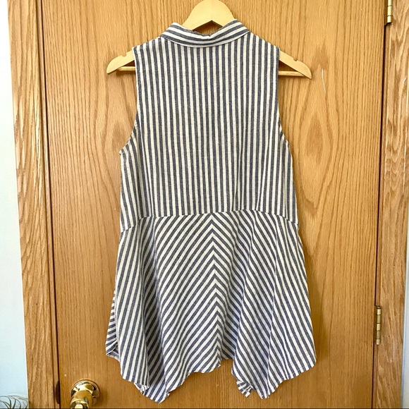 ModCloth Striped Sleeveless Handkerchief Hem Blouse - Picture 6 of 7